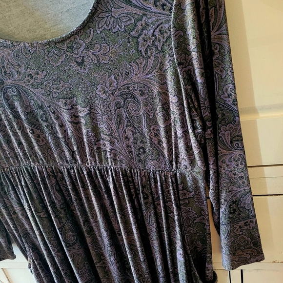 Soma Luxuriously Soft Paisley Deep Purple and Gray Print Scoop Neck Lounge Wear - Picture 6 of 7